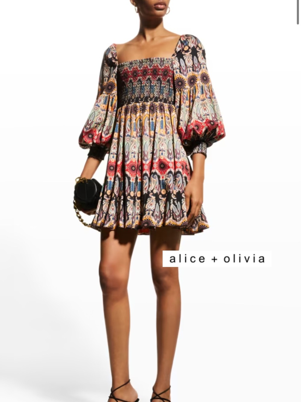 Alice + Olivia Julissa Empire waist godet mini dress